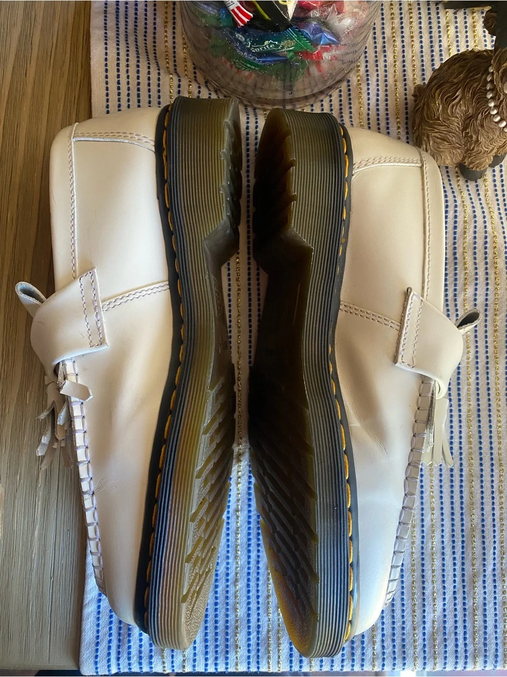 Dr. Martens White Tassel Loafer Leather Slip On Comfort Flats Round Toe Size 9